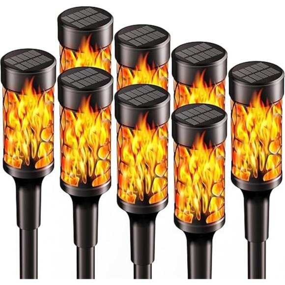 8 Pack Solar Outdoor Lights, Extra-Bright Solar Torch Lights - Picture 7 of 7